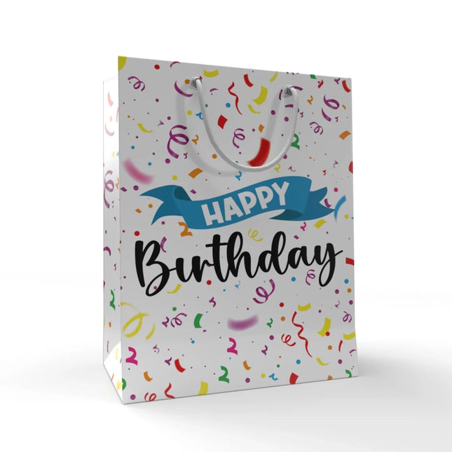 Happy Birthday Cadeautasjes 21cm 12st van VDV Benefit koop je bij Partywinkel