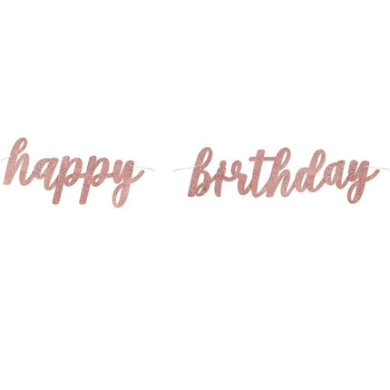 Happy Birthday Letterslinger Rose Goud 1.68m van Unique koop je bij Partywinkel
