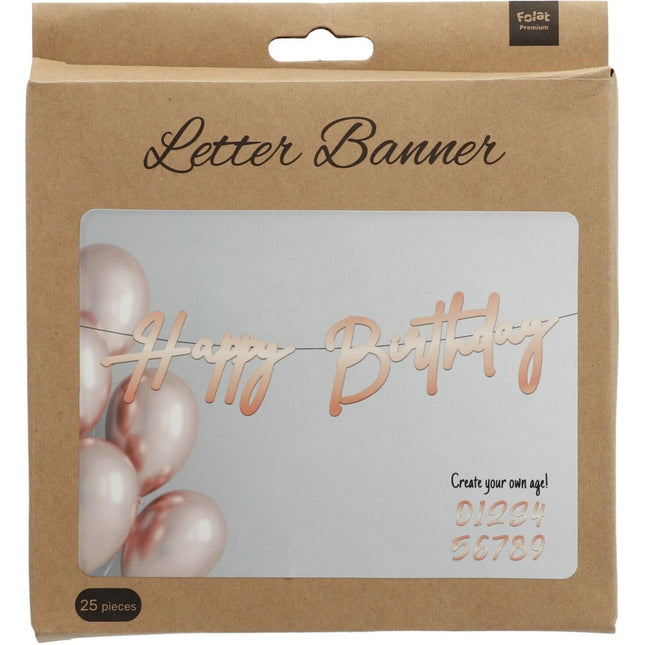 Happy Birthday Letterslinger Rose Goud 1m van Folat koop je bij Partywinkel