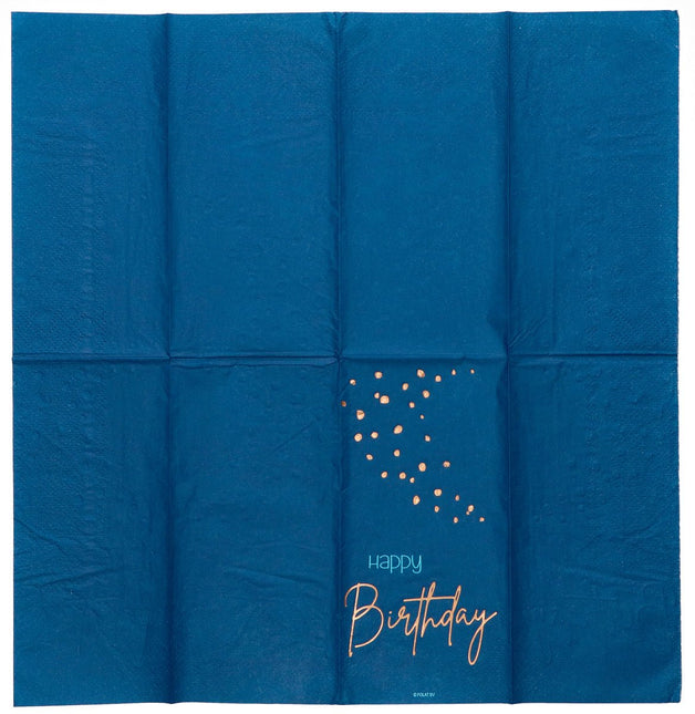 Happy Birthday Servetten Blauw 33cm 10st van Folat koop je bij Partywinkel
