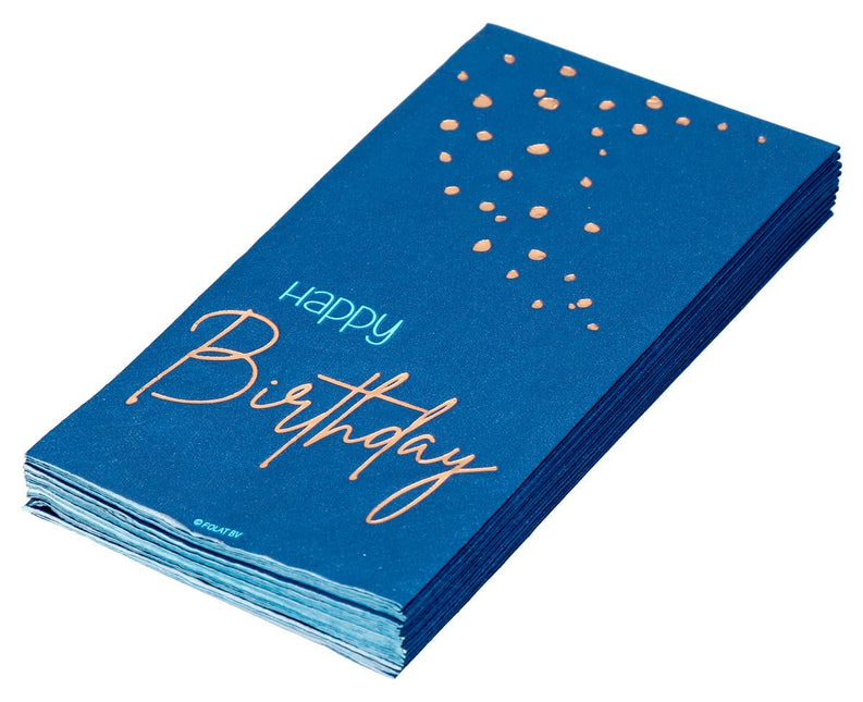 Happy Birthday Servetten Blauw 33cm 10st van Folat koop je bij Partywinkel