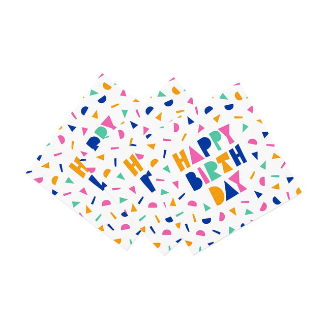 Happy Birthday Servetten Confetti 33cm 20st van WeFiesta koop je bij Partywinkel