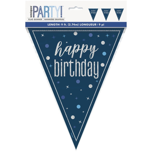 Happy Birthday Slinger Blauw 2,5m van Unique koop je bij Partywinkel