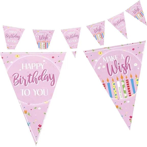 Happy Birthday Slinger Roze Make A Wish 4m van VDV Benefit koop je bij Partywinkel
