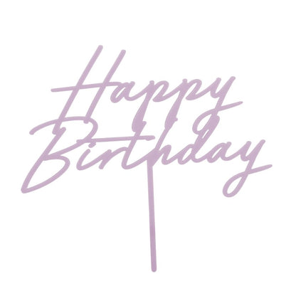 Happy Birthday Taarttopper Paars 16,5cm van Partydeco koop je bij Partywinkel