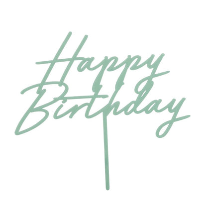 Happy Birthday Taarttopper Turquoise 16,5cm van Partydeco koop je bij Partywinkel