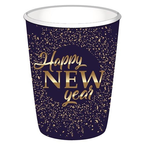 Happy New Year Bekers Karton 250ml 8st van Haza Witbaard koop je bij Partywinkel