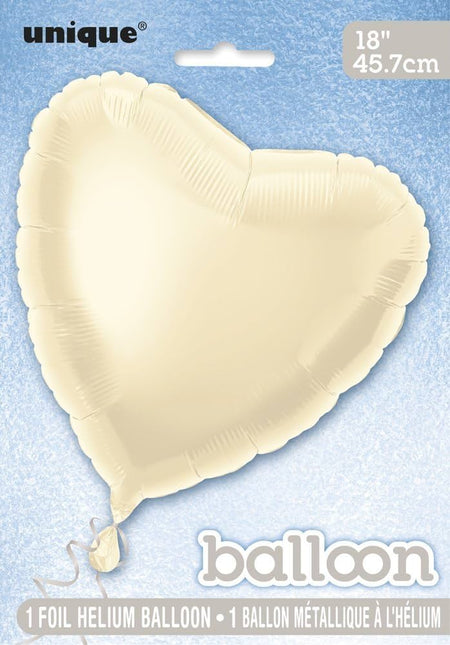 Hart Helium Ballon Ivoorkleur Leeg 45cm van Unique koop je bij Partywinkel