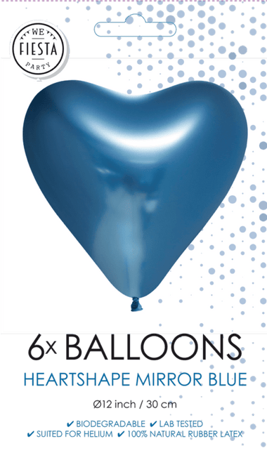 Hartjes Ballonnen Blauw 30cm 6st van WeFiesta koop je bij Partywinkel