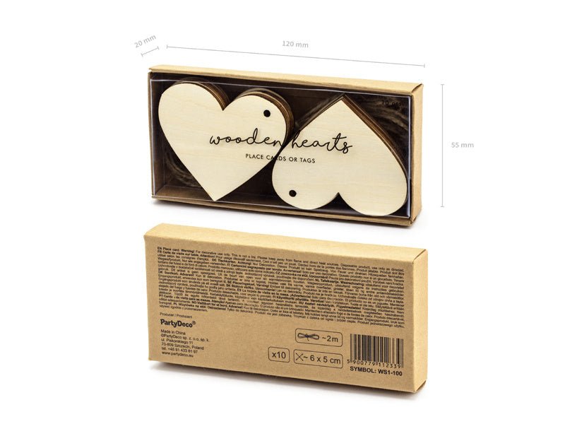 Hartjes Hangers Hout 6cm 10st van Partydeco koop je bij Partywinkel