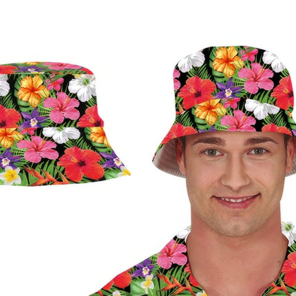 Hawaii Bucket Hat Bloemen van Fiestas Guirca koop je bij Partywinkel