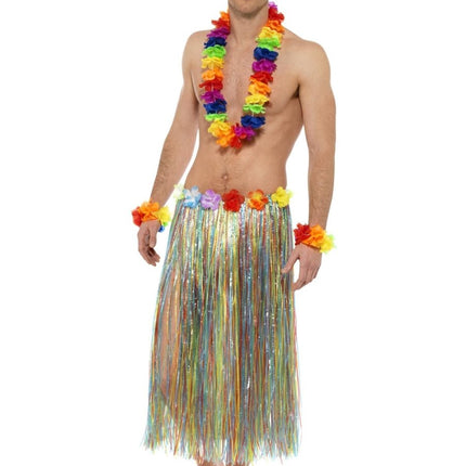 Hawaii Krans Set Regenboog 4 delig van Smiffys koop je bij Partywinkel