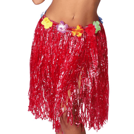 Hawaii Rok Bloemen Rood 50cm van Fiestas Guirca koop je bij Partywinkel
