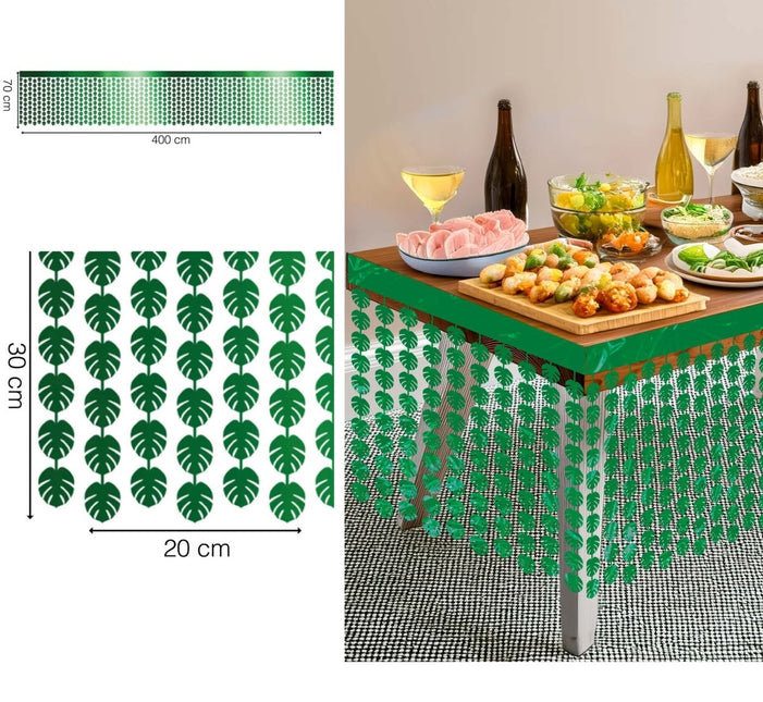 Hawaii Tafelkleed Groen Palmbladeren 4m van Fiestas Guirca koop je bij Partywinkel