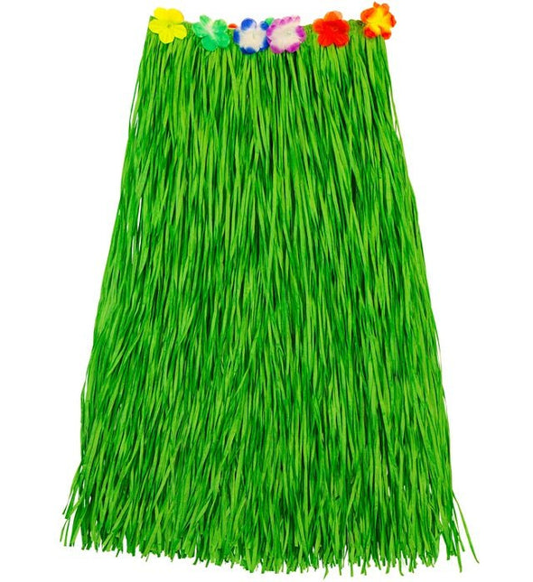 Hawaiirokje Groen Met Bloemenriem 80cm van Widmann koop je bij Partywinkel