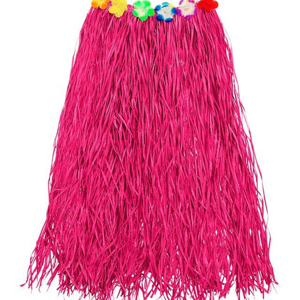 Hawaiirokje Roze Met Bloemenriem 80cm van Widmann koop je bij Partywinkel