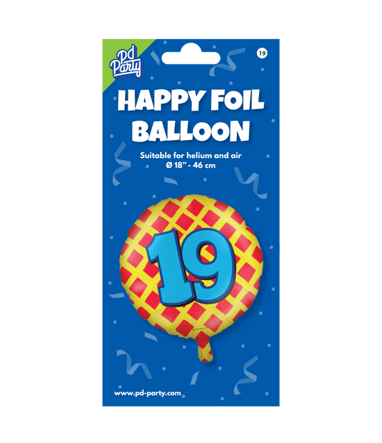 Helium Ballon 19 Jaar Gekleurd Leeg 46cm van Paper Dreams koop je bij Partywinkel