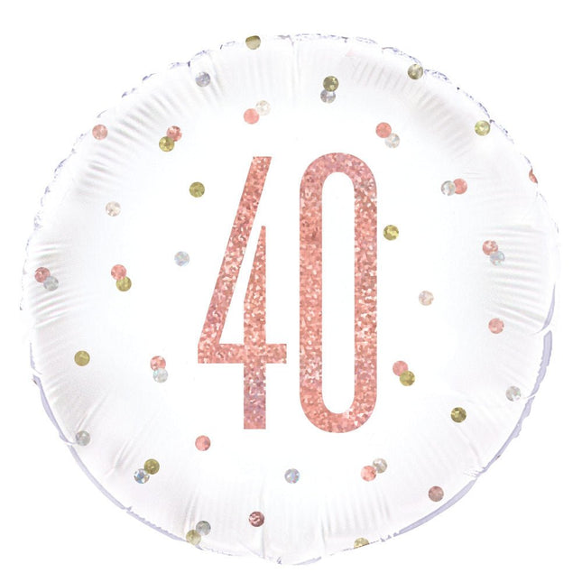 Helium Ballon 40 Jaar Rose Goud 45cm leeg van Unique koop je bij Partywinkel