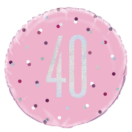 Helium Ballon 40 Jaar Roze 45cm leeg van Unique koop je bij Partywinkel