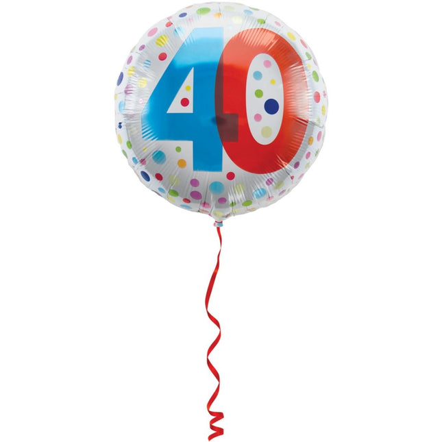Helium Ballon 40 Jaar Stippen 45cm leeg van Folat koop je bij Partywinkel