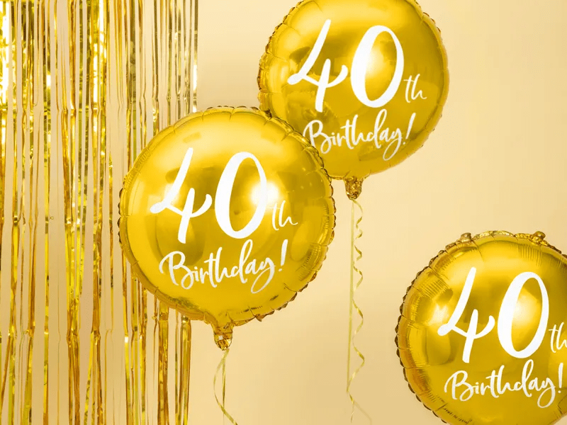 Helium Ballon 40Th Birthday Goud Leeg 45cm van Partydeco koop je bij Partywinkel