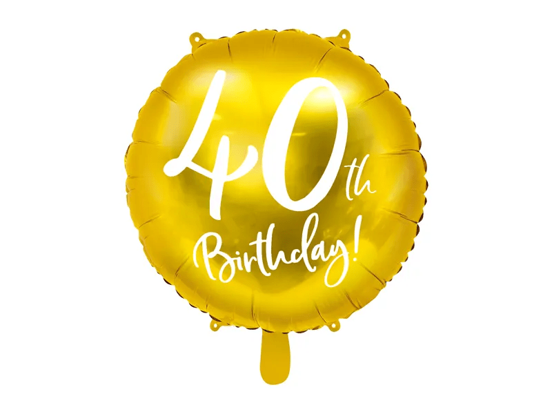 Helium Ballon 40Th Birthday Goud Leeg 45cm van Partydeco koop je bij Partywinkel