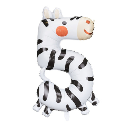 Helium Ballon 5 Jaar Zebra Leeg 81cm van Partydeco koop je bij Partywinkel