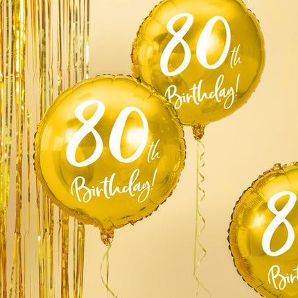 Helium Ballon 80Th Birthday Goud Leeg 45cm van Partydeco koop je bij Partywinkel