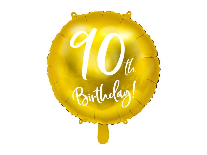 Helium Ballon 90Th Birthday Goud Leeg 45cm van Partydeco koop je bij Partywinkel