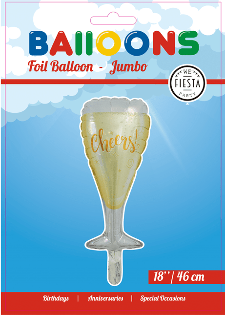 Helium Ballon Champagne Glas Leeg 1,09m van WeFiesta koop je bij Partywinkel