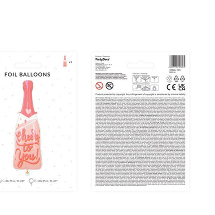 Helium Ballon Cheers To You Leeg 97cm van Partydeco koop je bij Partywinkel