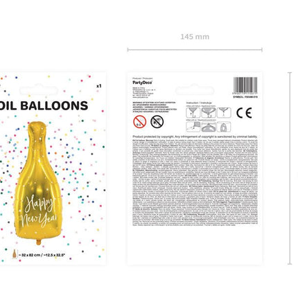 Helium Ballon Fles Happy New Year Leeg 82cm van Partydeco koop je bij Partywinkel