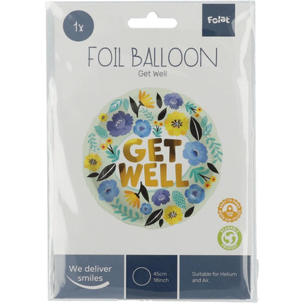 Helium Ballon Get Well Bloemen Leeg 45cm van Folat koop je bij Partywinkel