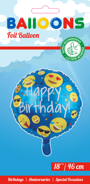 Helium Ballon Happy Birthday Emoji 45cm leeg van WeFiesta koop je bij Partywinkel
