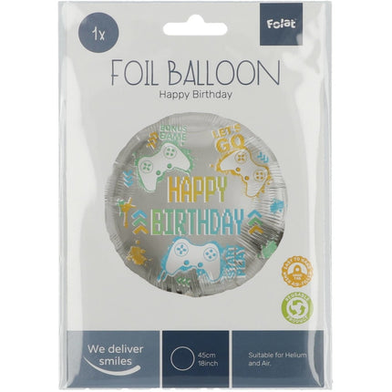Helium Ballon Happy Birthday Gamen Leeg 45cm van Folat koop je bij Partywinkel