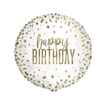 Helium Ballon Happy Birthday Goud 45cm leeg van Unique koop je bij Partywinkel