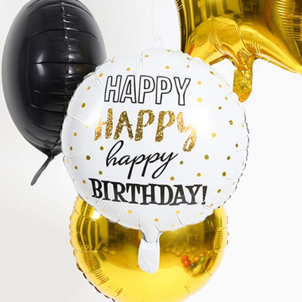 Helium Ballon Happy Birthday Gouden Stippen Leeg 45cm van Folat koop je bij Partywinkel