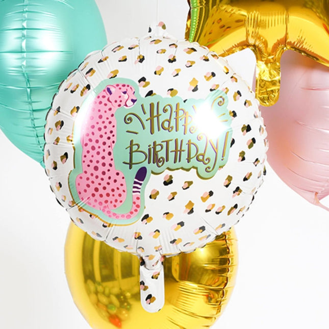 Helium Ballon Happy Birthday Panter Leeg 45cm van Folat koop je bij Partywinkel