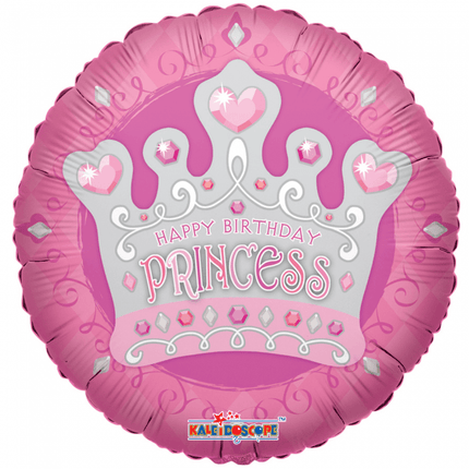 Helium Ballon Happy Birthday Princess Kroon 45cm leeg van WeFiesta koop je bij Partywinkel