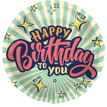 Helium Ballon Happy Birthday Retro Sterren Leeg 45cm van Folat koop je bij Partywinkel