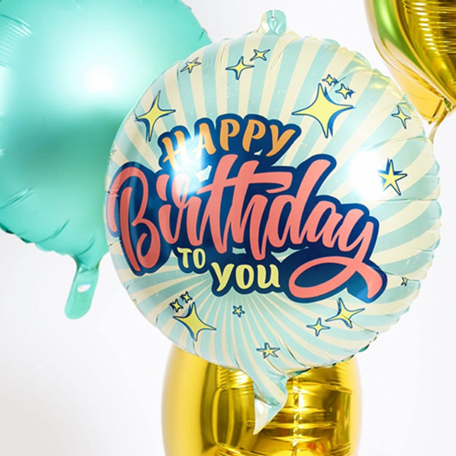 Helium Ballon Happy Birthday Retro Sterren Leeg 45cm van Folat koop je bij Partywinkel