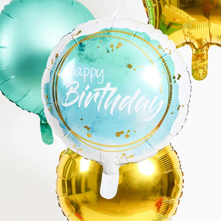 Helium Ballon Happy Birthday Turquoise Leeg 45cm van Folat koop je bij Partywinkel