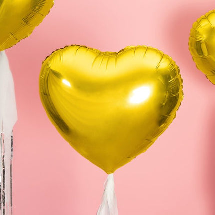 Helium Ballon Hart Goud Leeg 45cm van Partydeco koop je bij Partywinkel