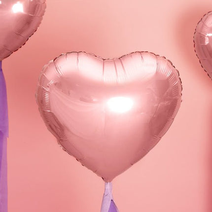 Helium Ballon Hart Rose Goud Leeg 45cm van Partydeco koop je bij Partywinkel