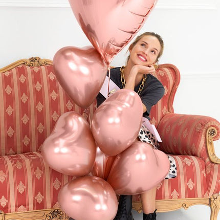 Helium Ballon Hart Rose Goud Leeg 45cm van Partydeco koop je bij Partywinkel