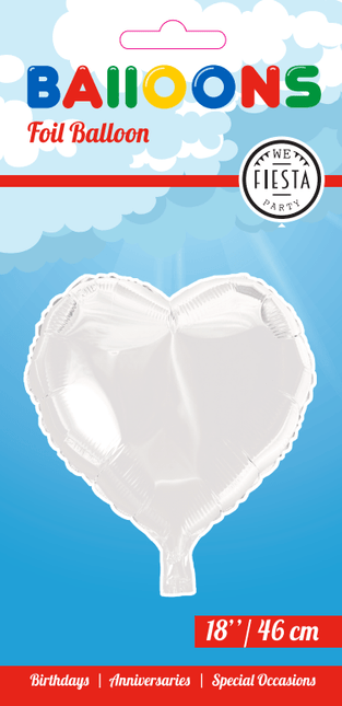 Helium Ballon Hart Wit 45cm leeg van WeFiesta koop je bij Partywinkel
