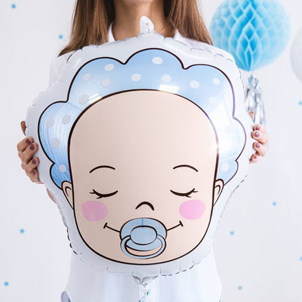 Helium Ballon Hoofd Baby Jongen Leeg 45cm van Partydeco koop je bij Partywinkel
