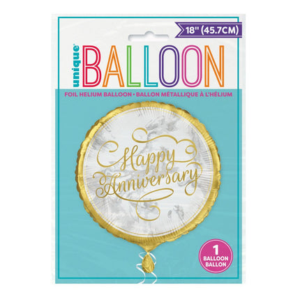 Helium Ballon Jubileum Happy Anniversary 45cm leeg van Unique koop je bij Partywinkel