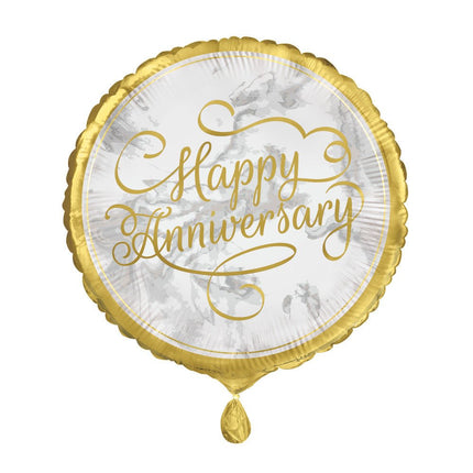 Helium Ballon Jubileum Happy Anniversary 45cm leeg van Unique koop je bij Partywinkel