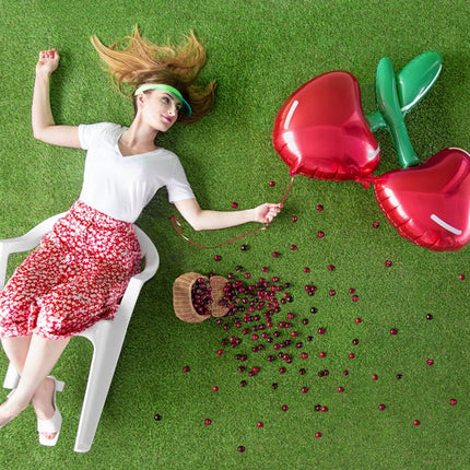 Helium Ballon Kersen Leeg 88cm van Partydeco koop je bij Partywinkel